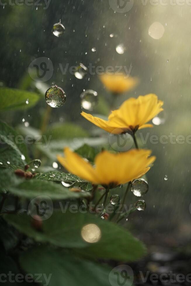 background of rain on blurred bokeh photo