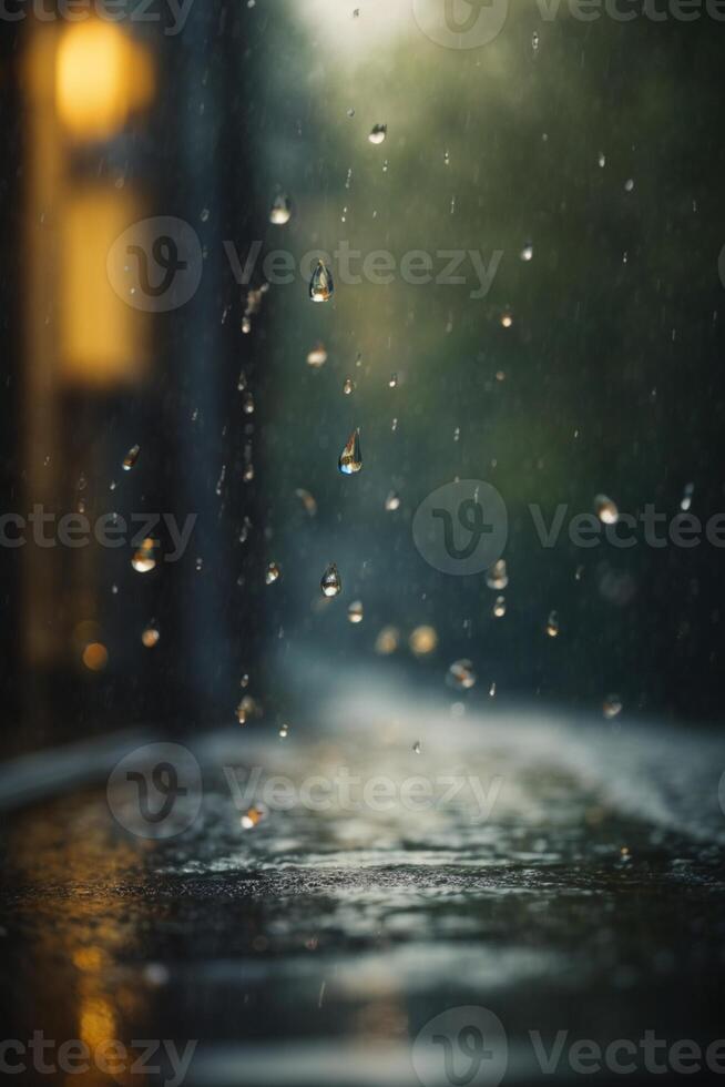 background of rain on blurred bokeh photo