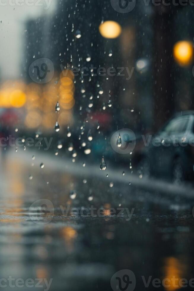 background of rain on blurred bokeh photo