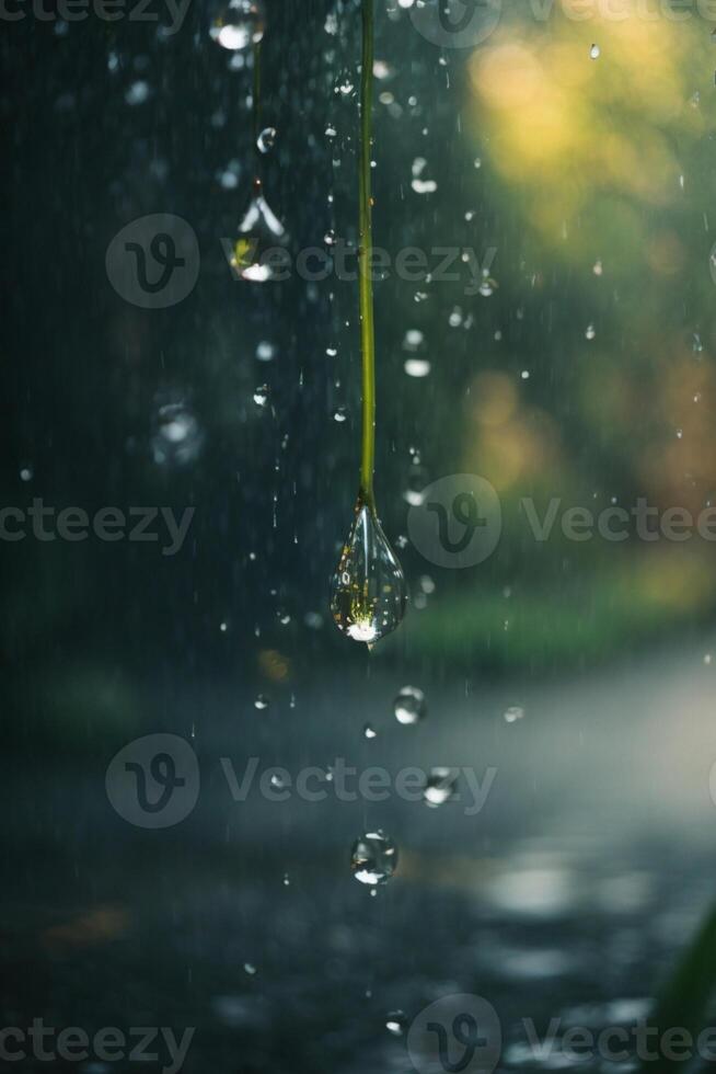 background of rain on blurred bokeh photo