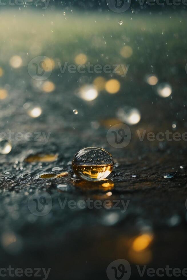 background of rain on blurred bokeh photo