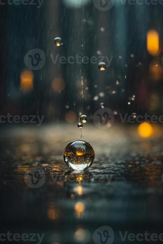 background of rain on blurred bokeh photo