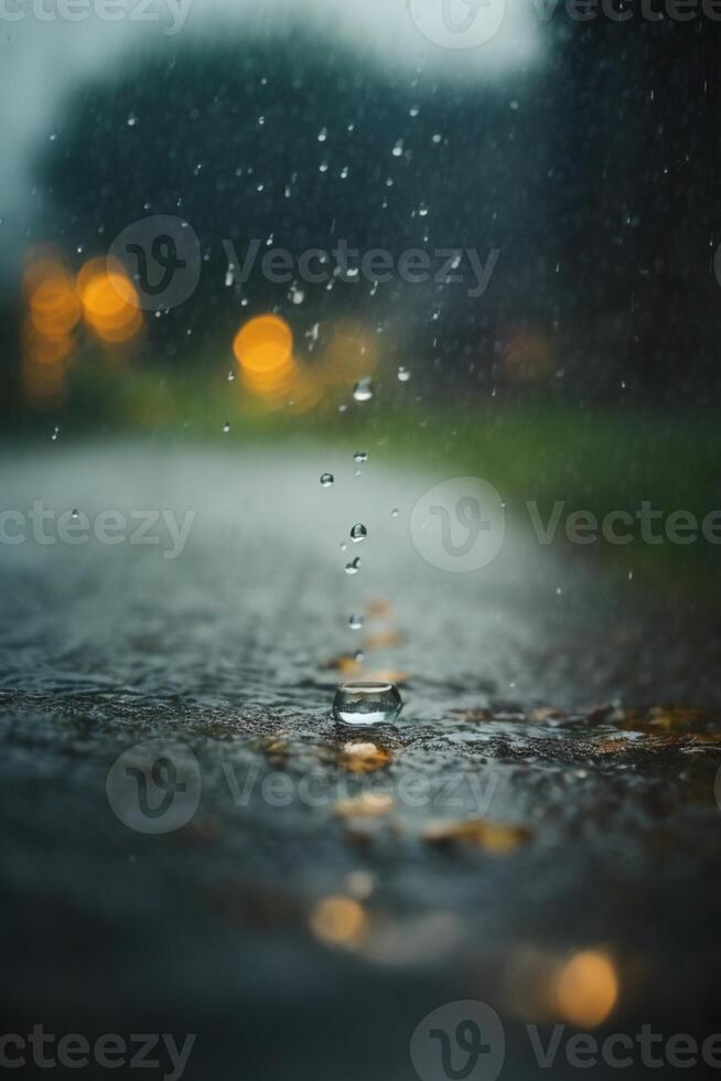 background of rain on blurred bokeh photo