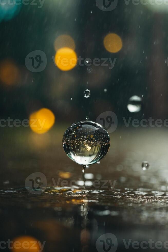 background of rain on blurred bokeh photo