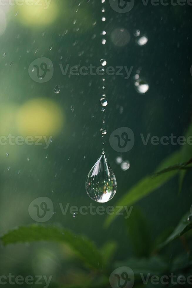 raindrops on a street in the city at night photo