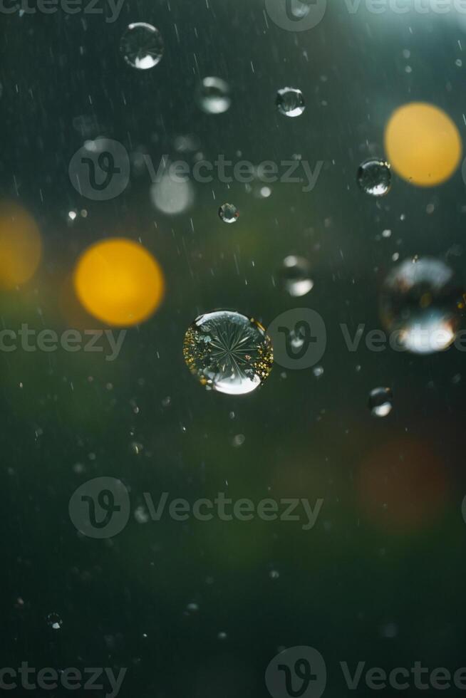 background of rain on blurred bokeh photo