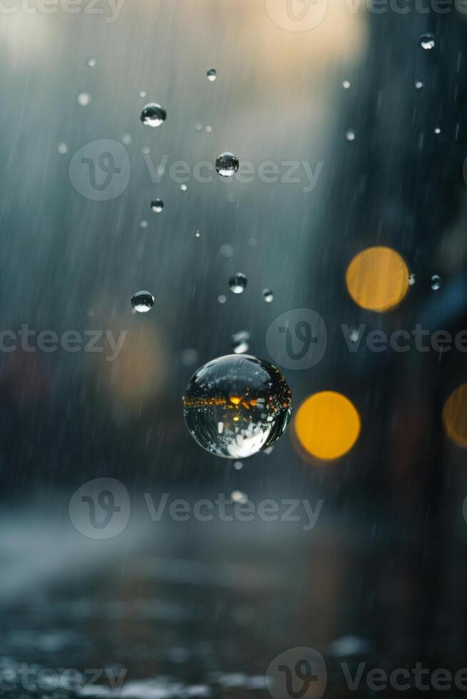 background of rain on blurred bokeh photo