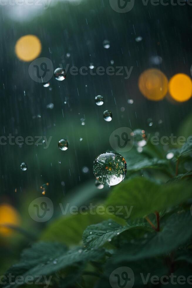 background of rain on blurred bokeh photo