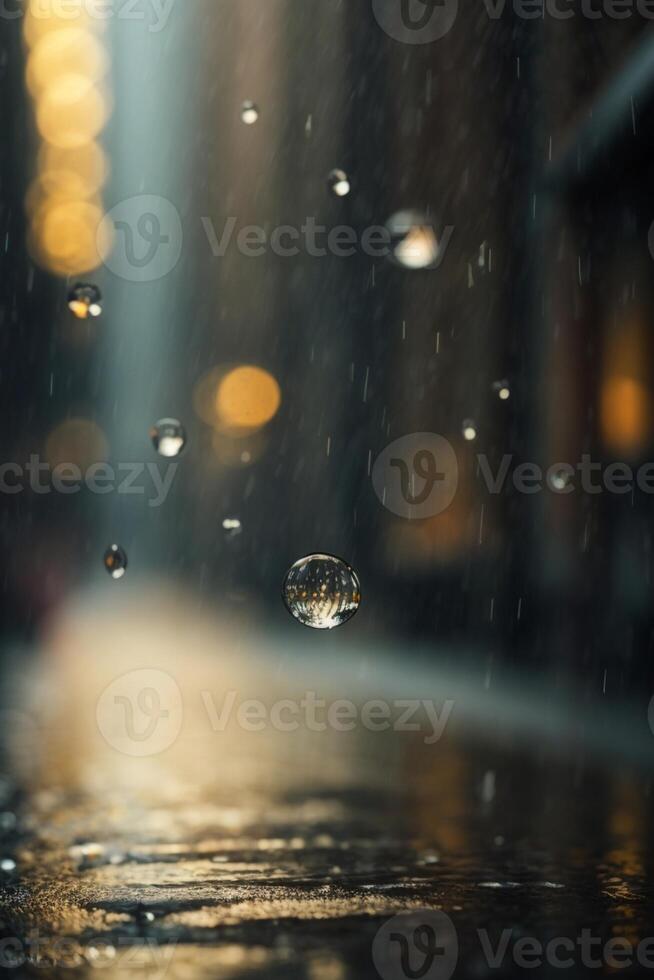 background of rain on blurred bokeh photo