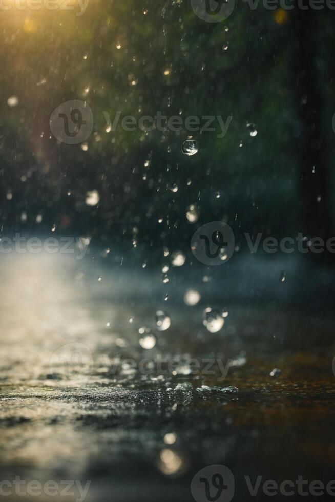 raindrops on the ground in a puddle photo