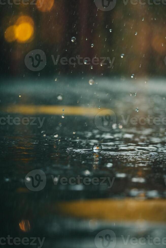 raindrops on the ground in a puddle photo