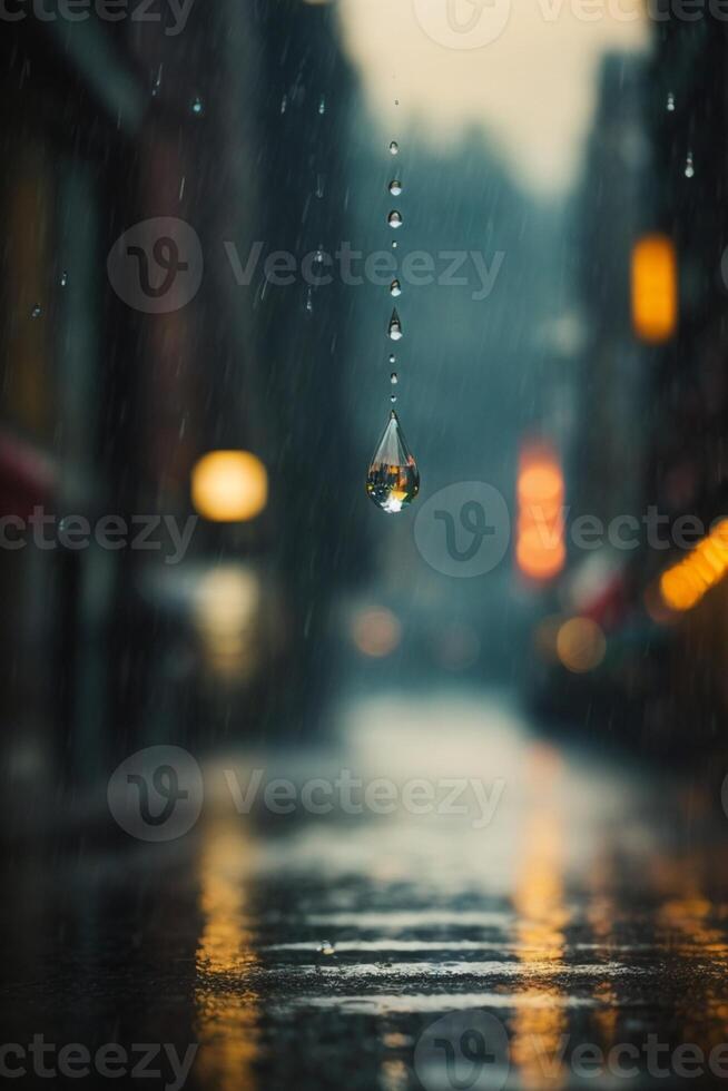 raindrops on the ground in a puddle photo