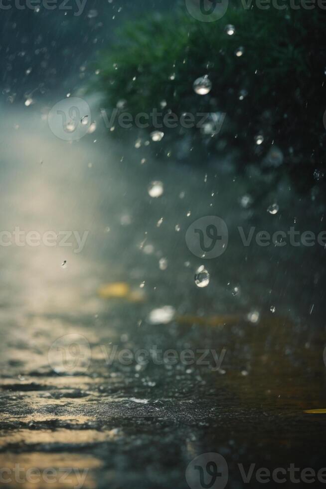 raindrops on the road at night photo