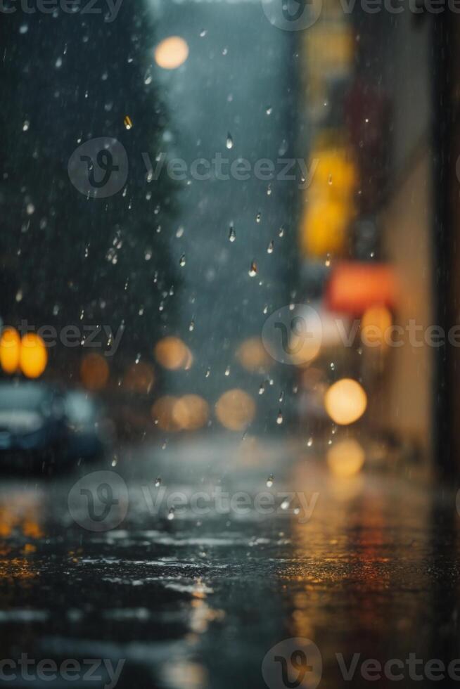 raindrops on the road at night photo