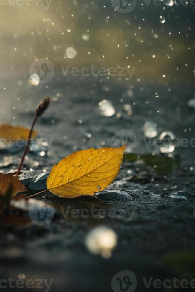 raindrops on the road at night photo