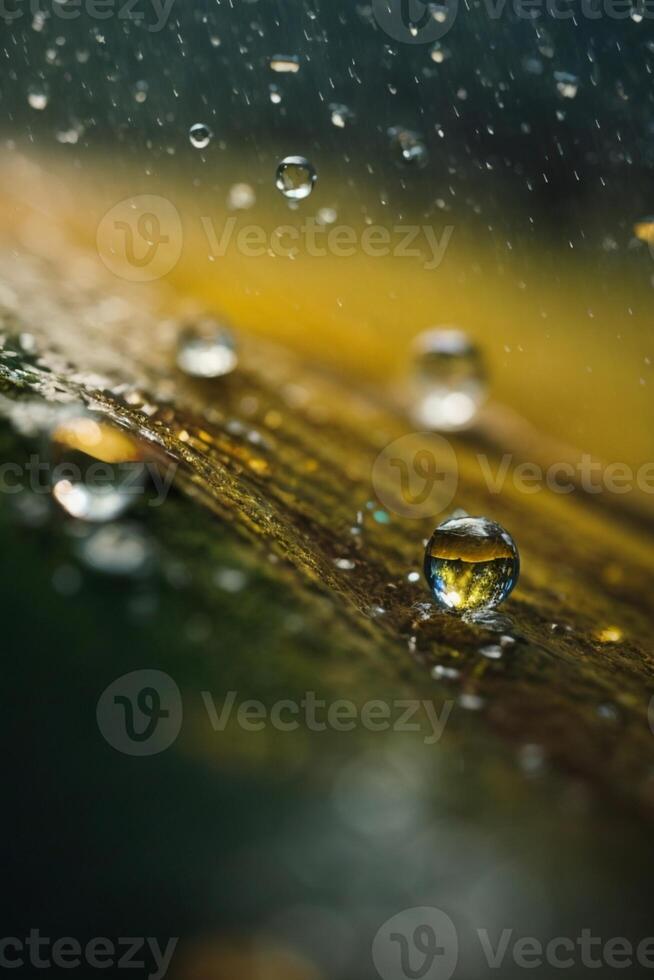 raindrops on the ground in the rain photo