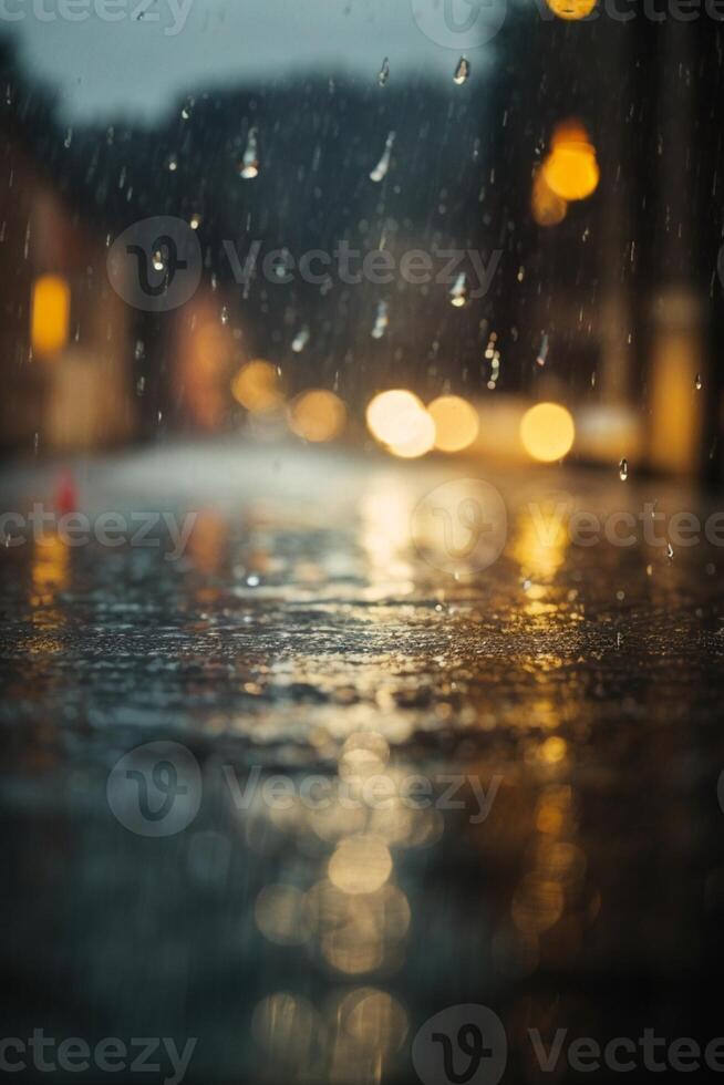 gotas de lluvia en el suelo en el lluvia foto