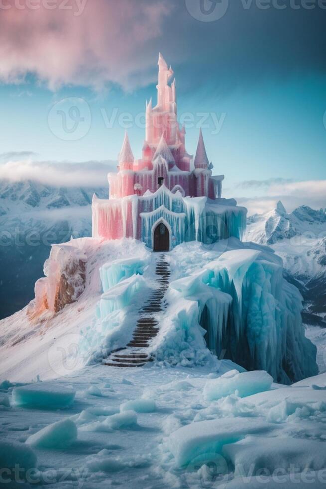 frozen castle in the snow photo