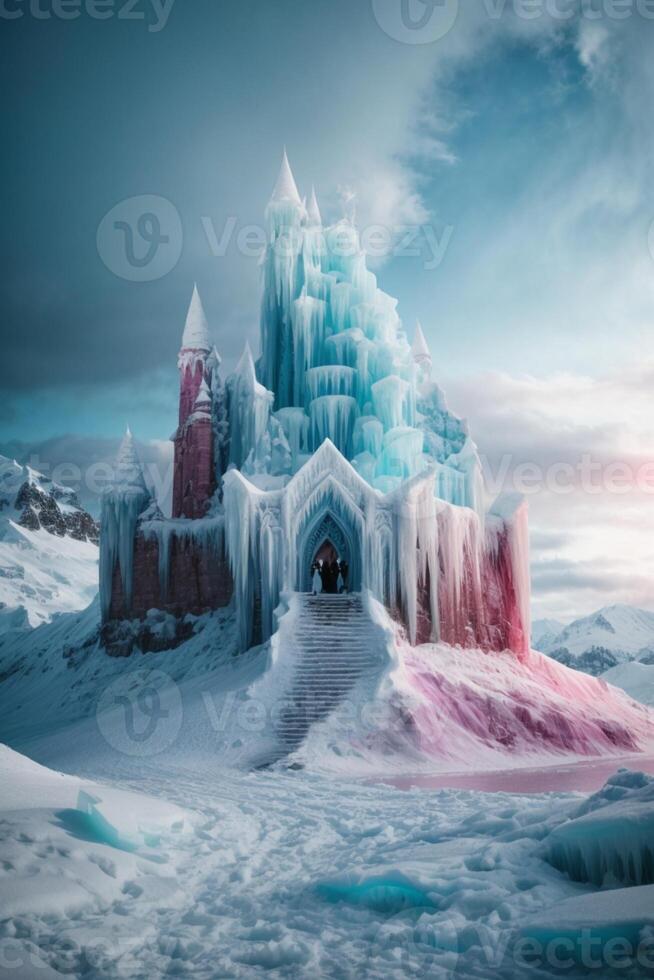 frozen castle in the snow photo