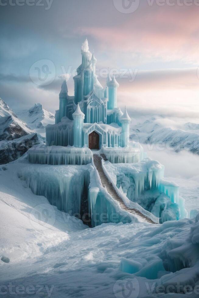 frozen castle in the snow photo