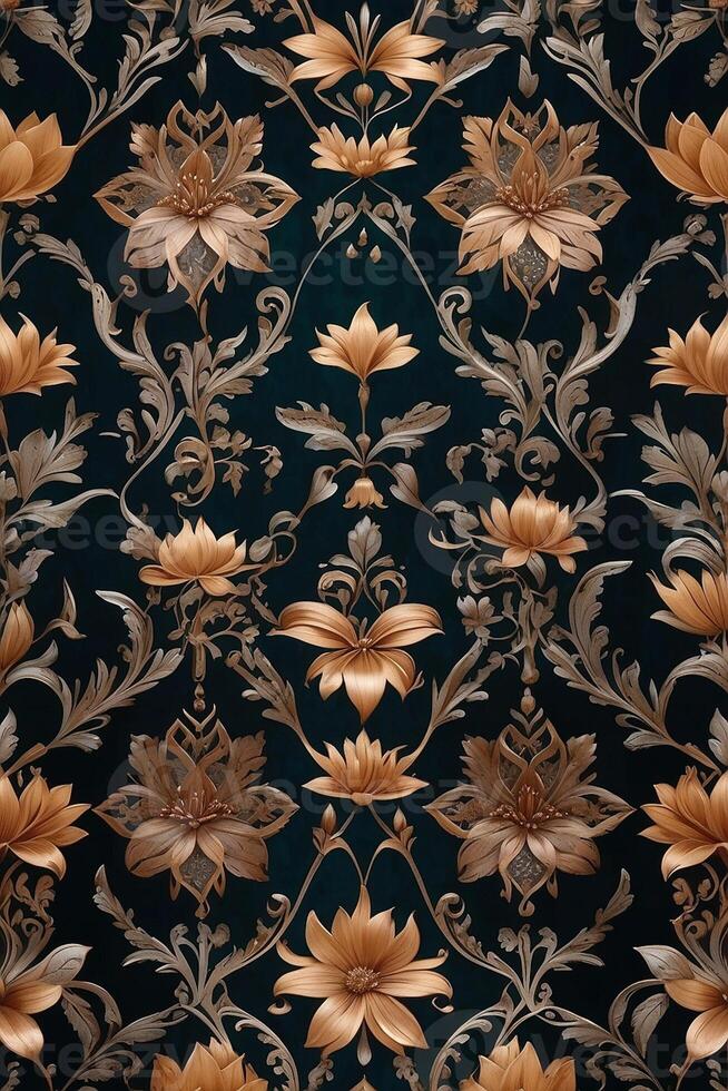 a floral pattern on a dark blue background photo