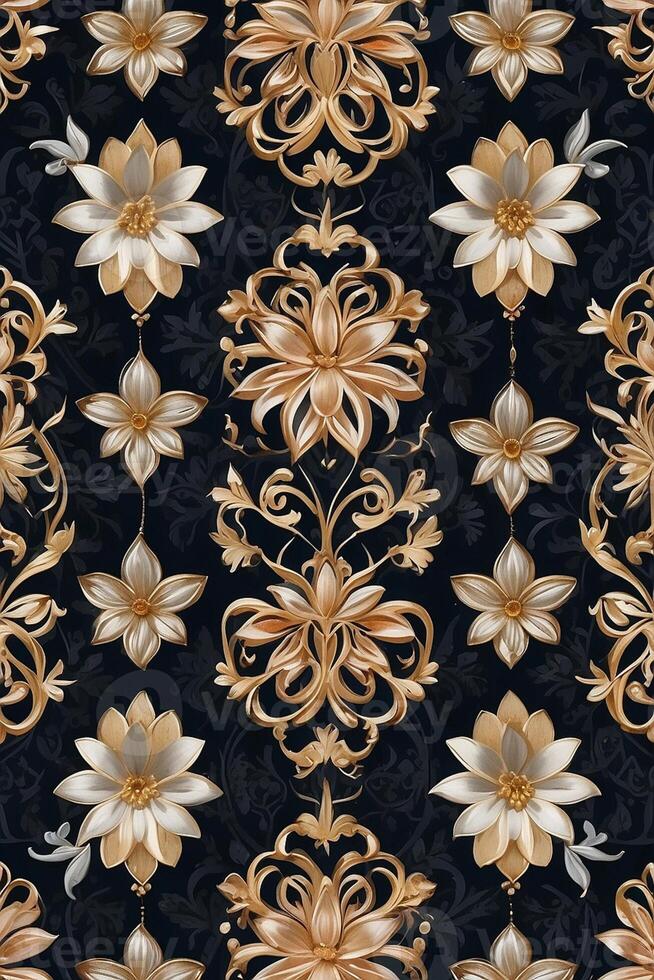 a floral pattern on a dark blue background photo