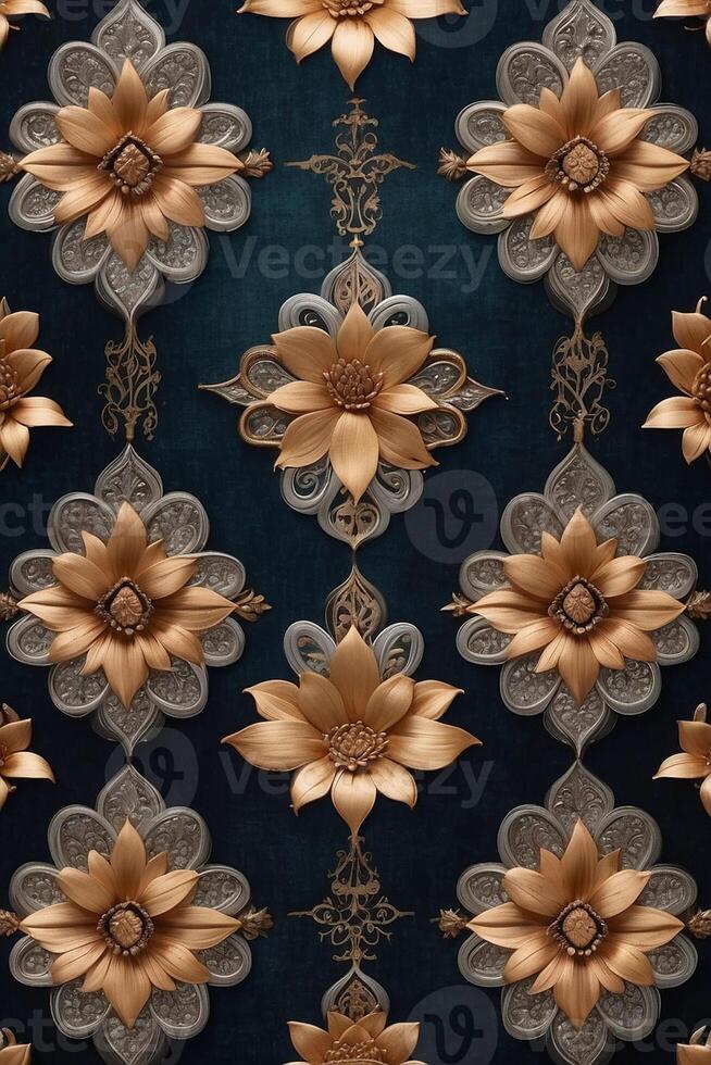 a floral pattern on a dark blue background photo