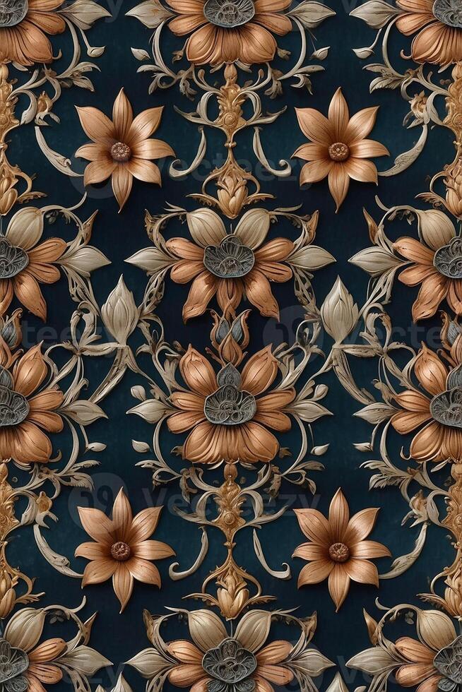 a floral pattern on a dark blue background photo