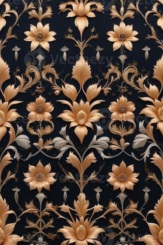 a floral pattern on a dark blue background photo