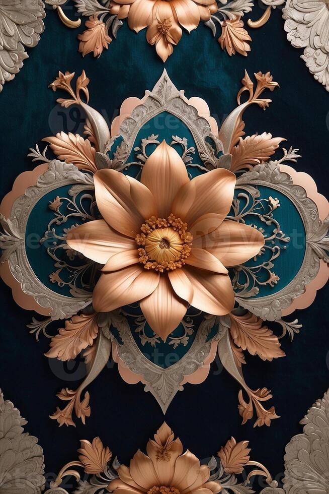 un decorativo fondo de pantalla con flores y oro foto