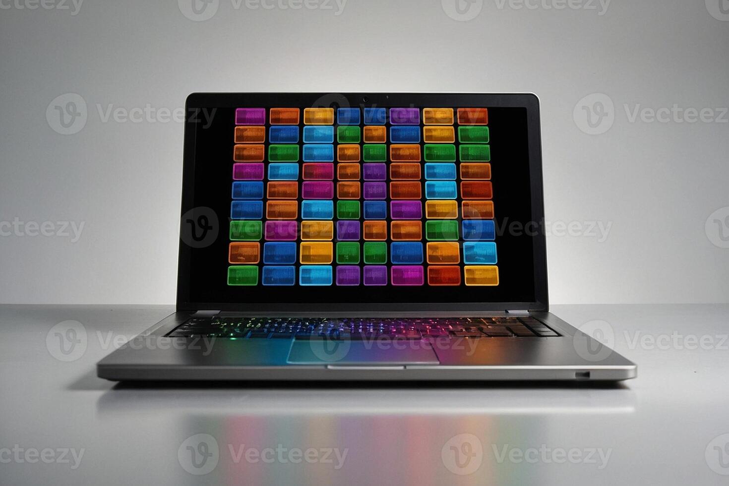 laptop with icons on screen photo