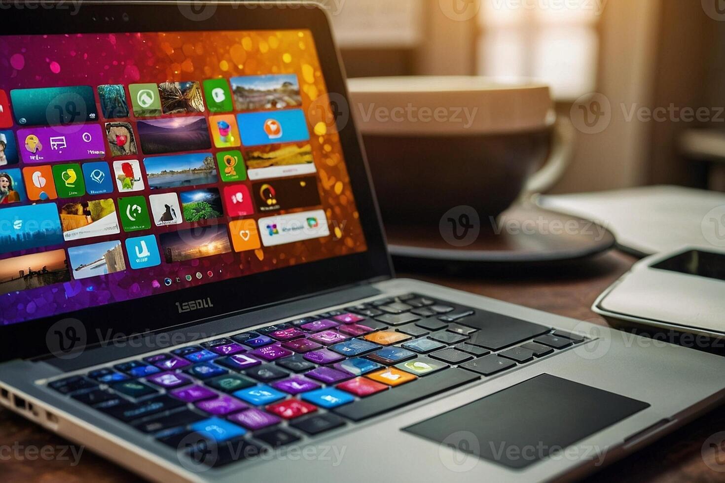 windows 10 laptop with colorful keyboard photo