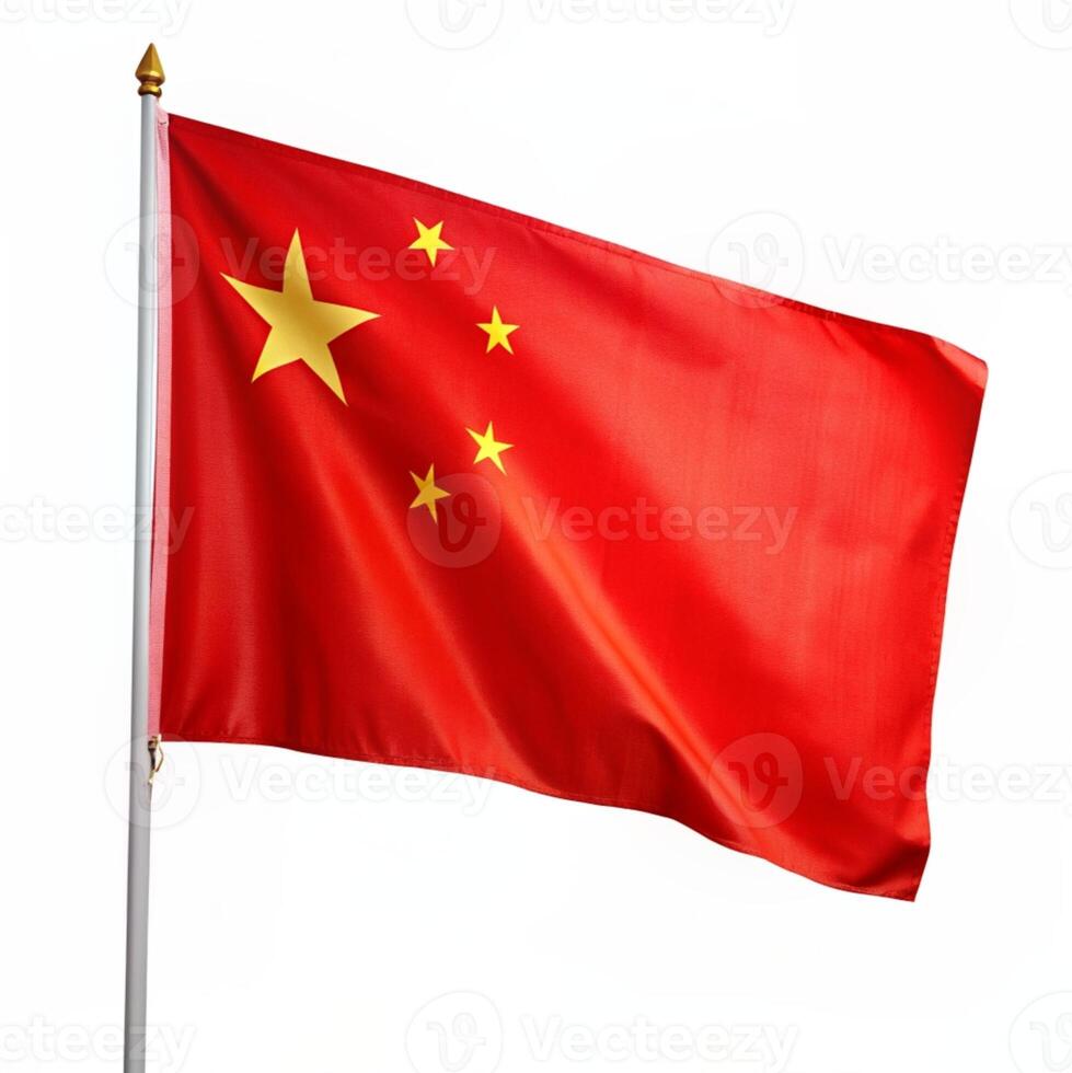 el chino bandera es volador alto en un polo foto