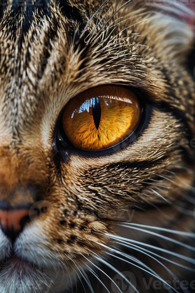 close up of a cat's eye with orange eyes photo