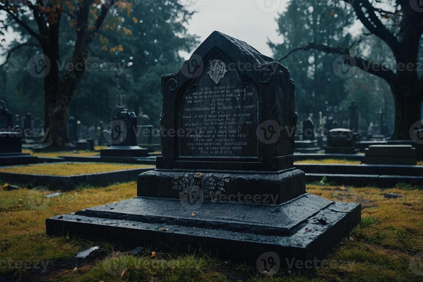 a candle is lit in front of a tombstone photo