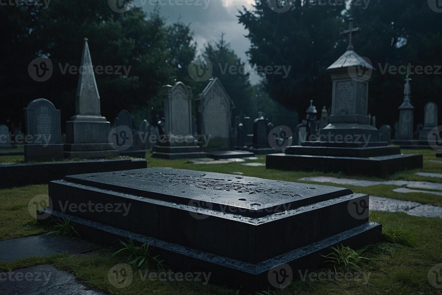 a candle is lit in front of a tombstone photo