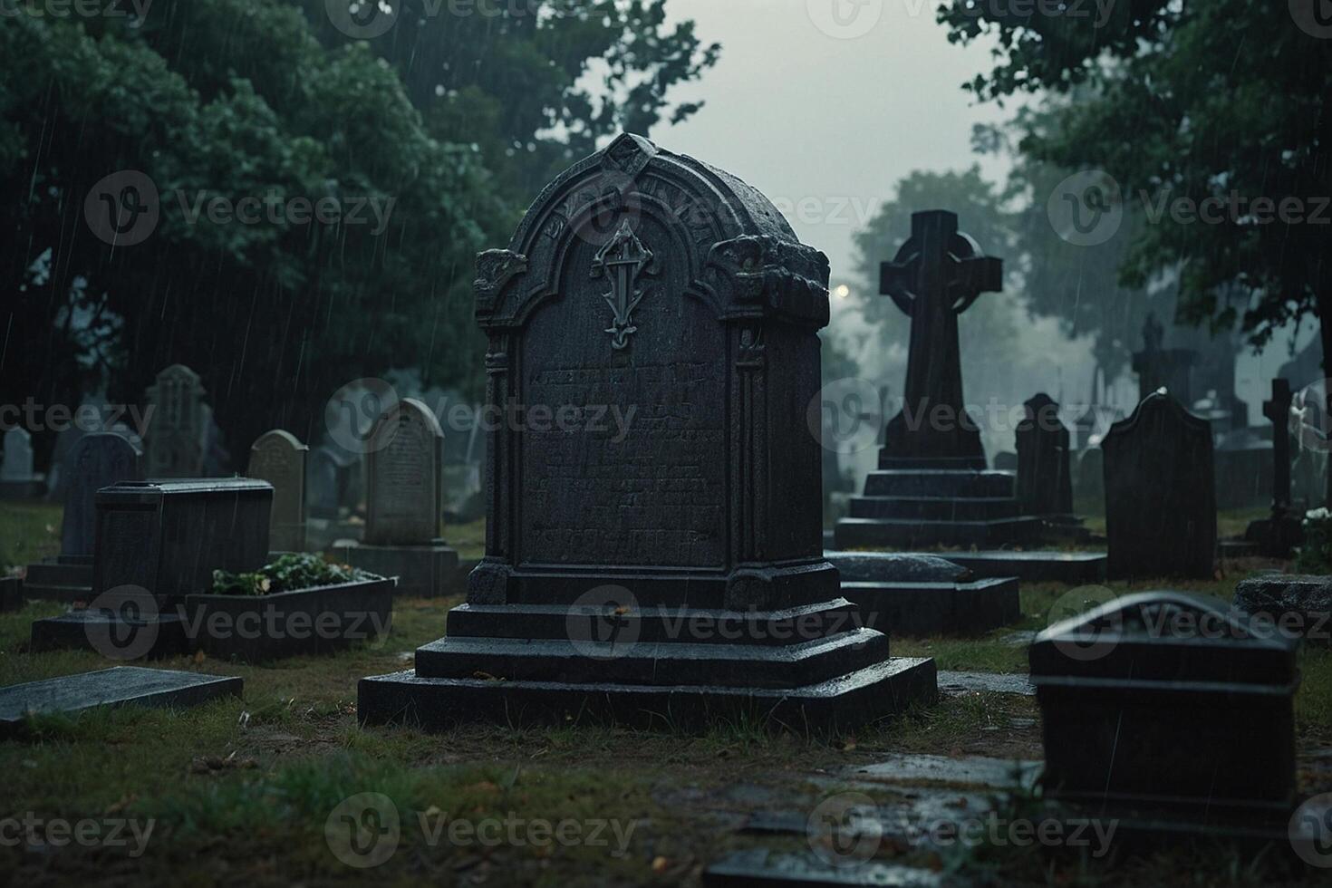 a candle is lit in front of a tombstone photo