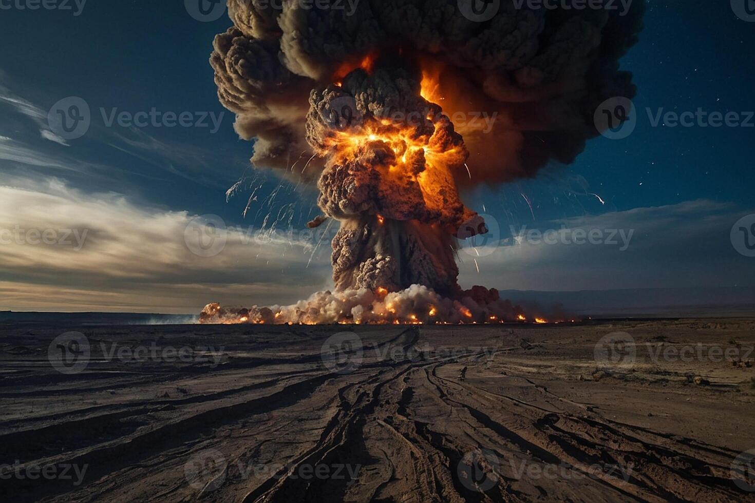 a large explosion is seen in the sky photo