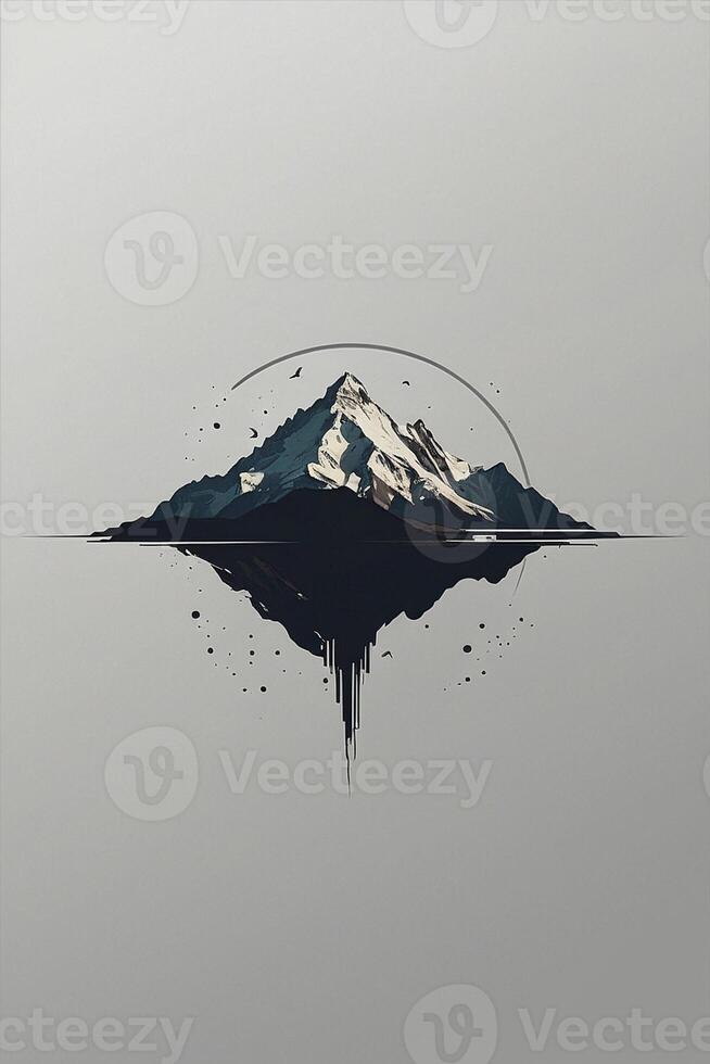 a mountain with a black and white design photo