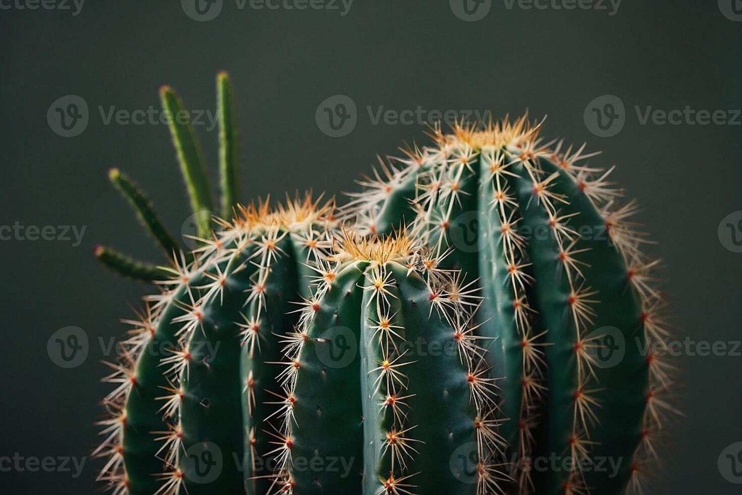 a cactus plant is shown in front of a gray wall photo