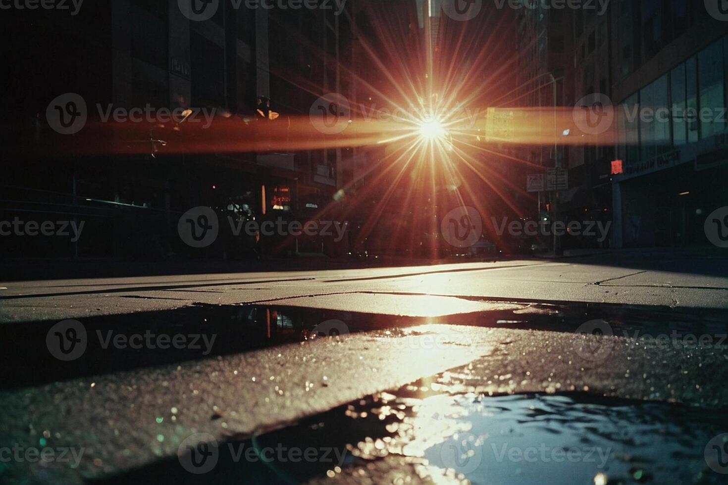 a close up of a shiny surface with a reflection of the sun photo