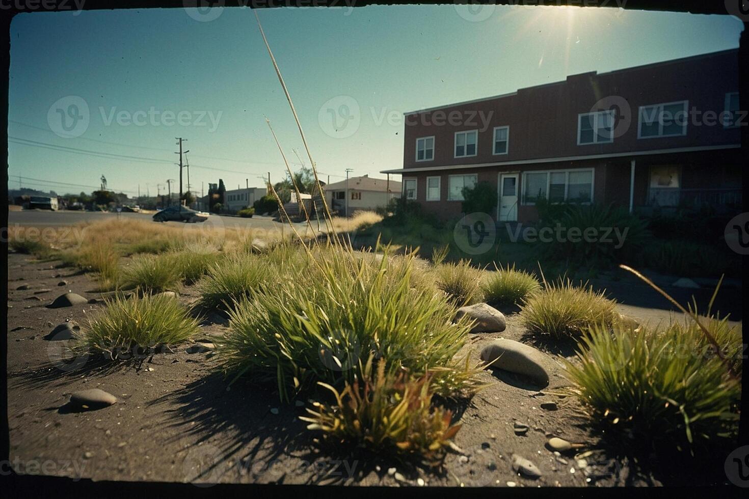 a grassy area with rocks and grass photo