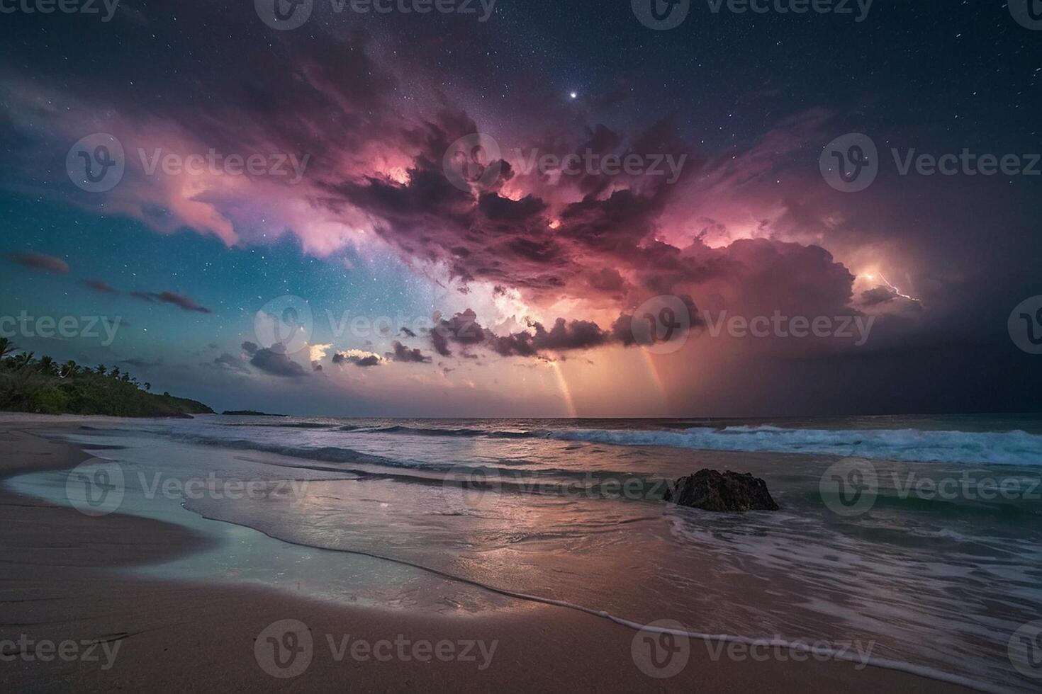 un vistoso tormenta es visto terminado el Oceano foto