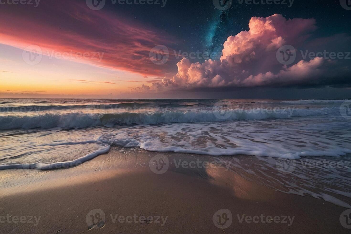 un vistoso nube es visto terminado el Oceano foto