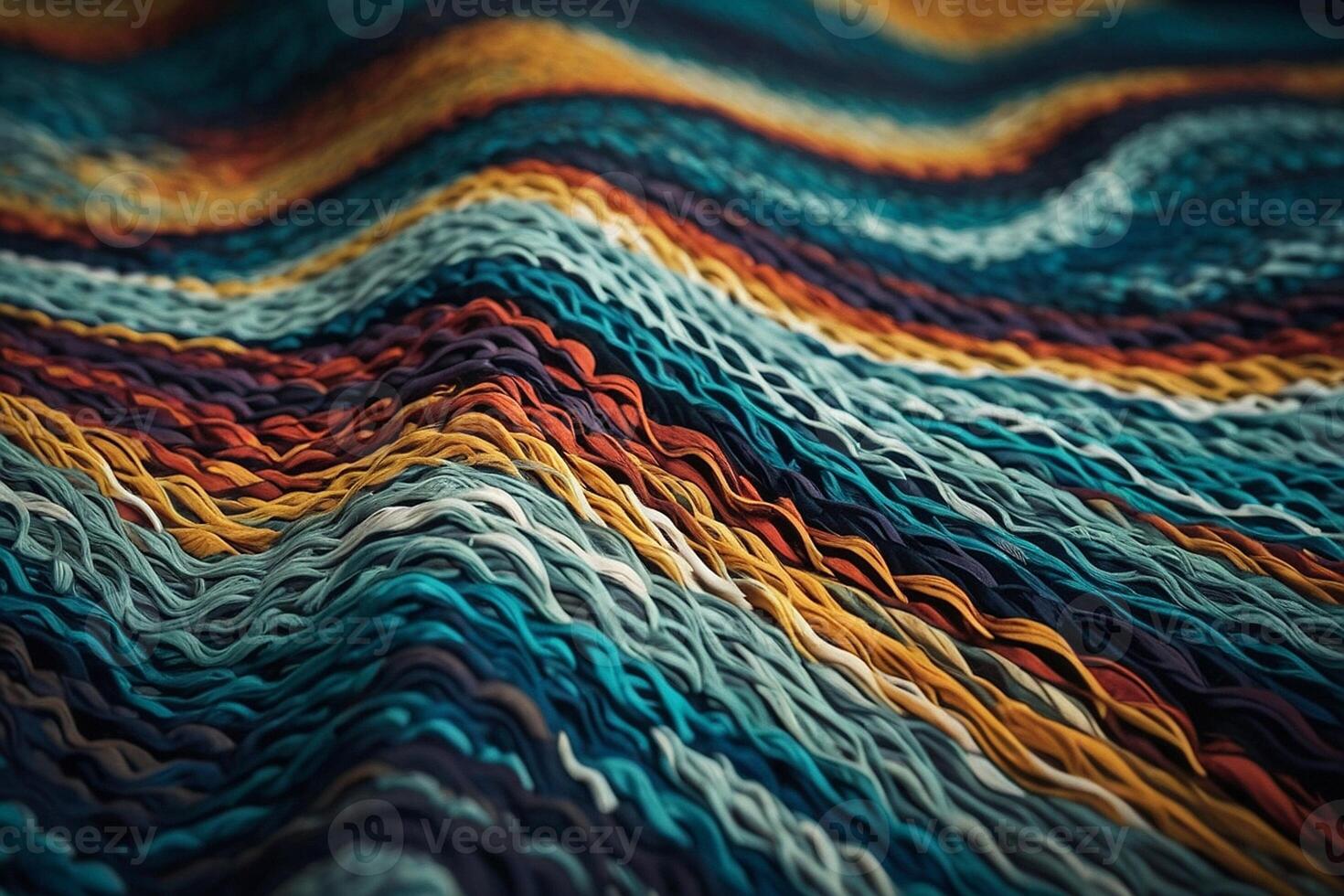 AI generated a close up of a colorful, wavy knit fabric photo