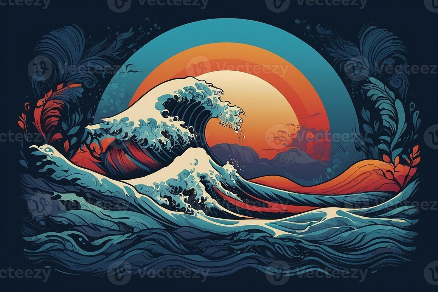 AI generated the great wave off kanagawa by japanese artist kazuhiro nakay photo