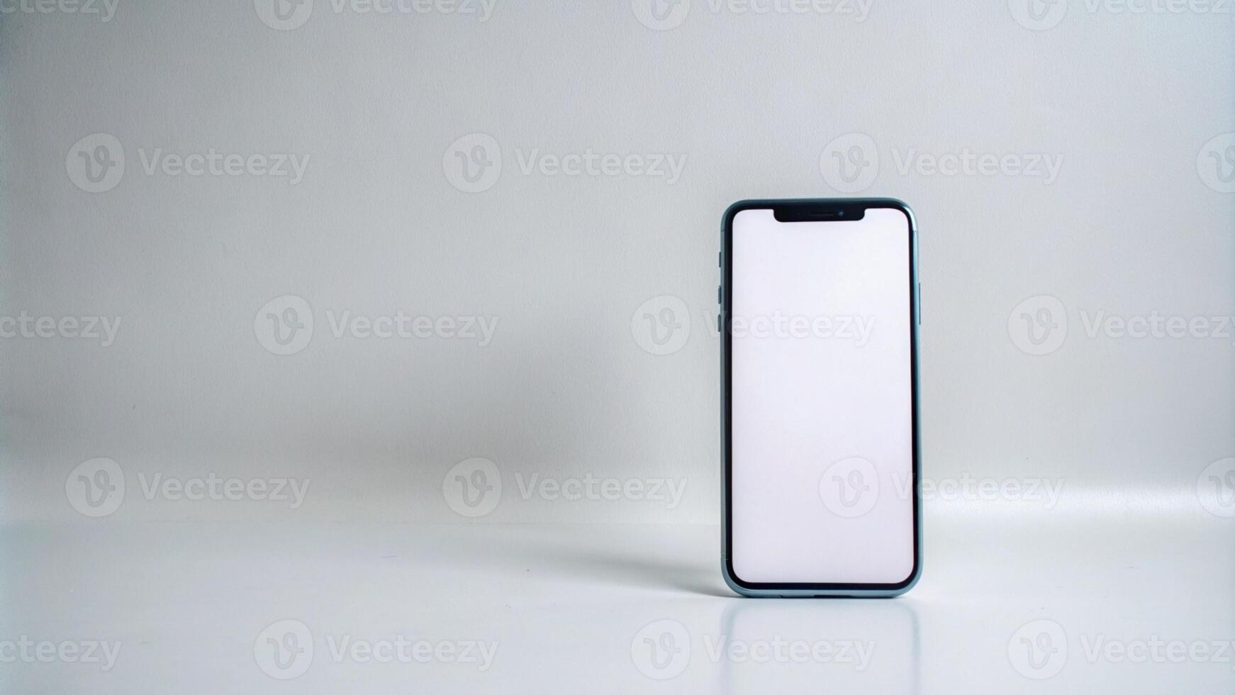 AI generated an iphone with a blank screen on a white surface photo