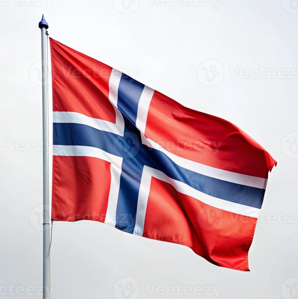 AI generated the norwegian flag waving in the wind photo