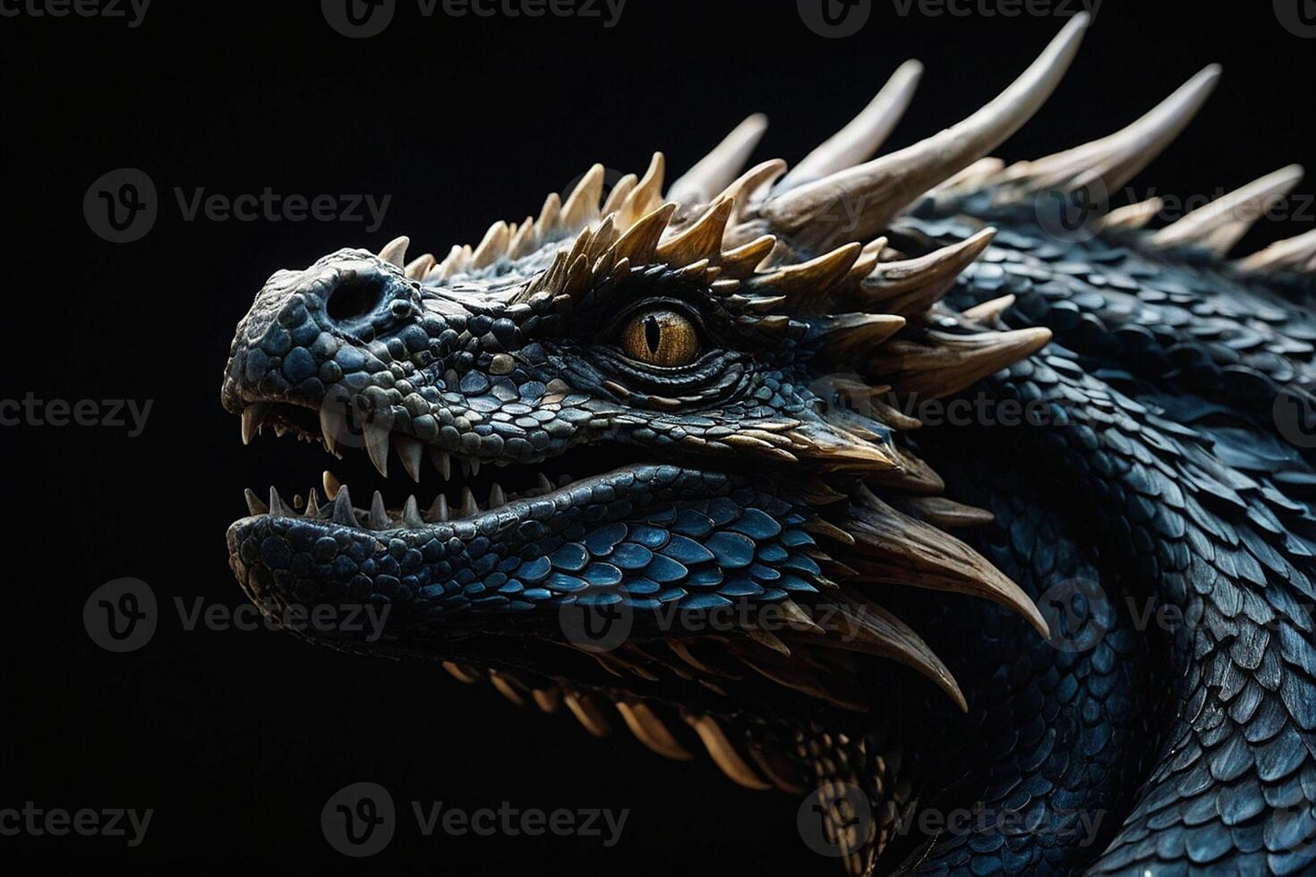 the dragon is on a dark background photo