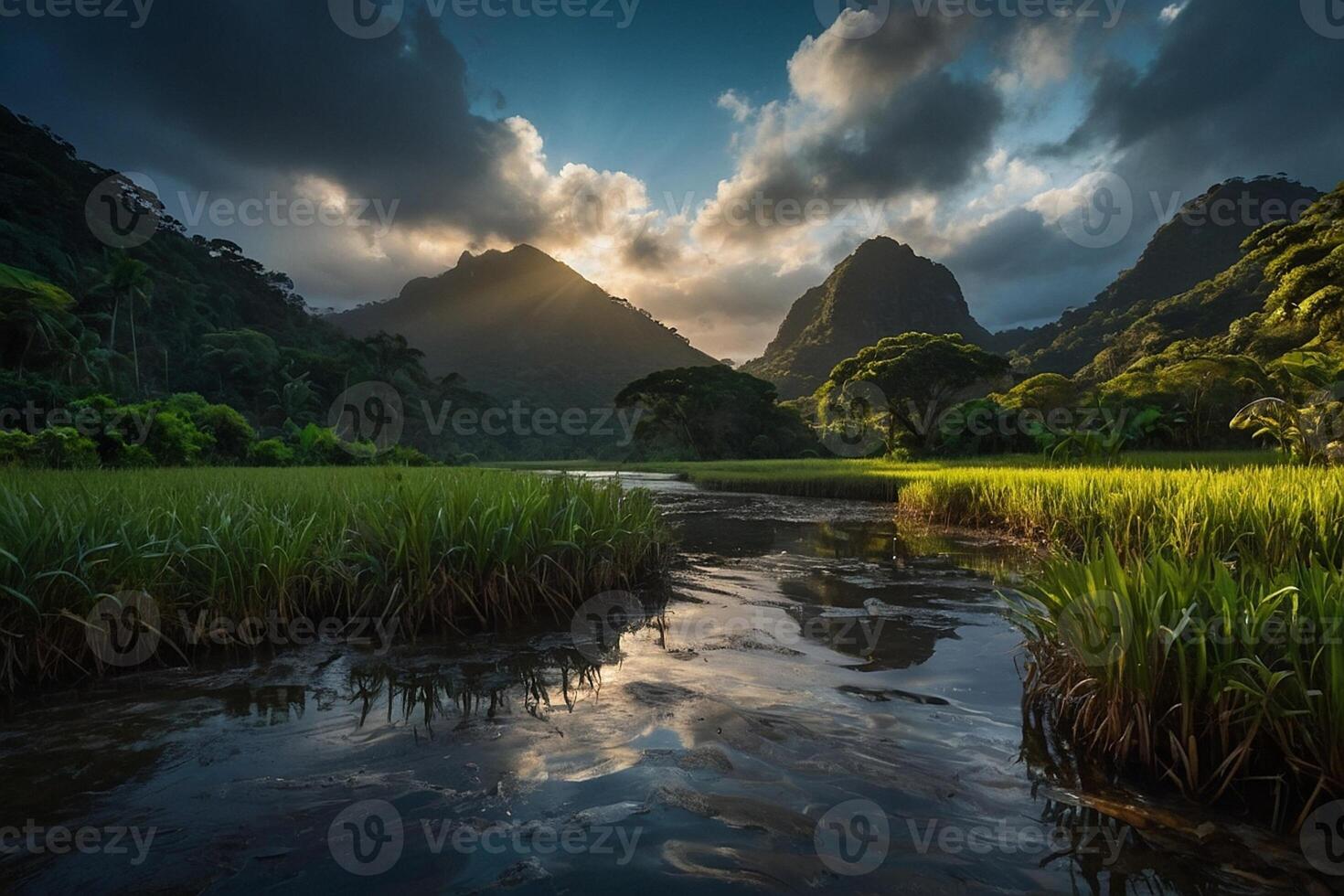 el Dom sube terminado el montañas en el selva foto